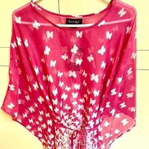Hot pink & white beach/bath cover-up